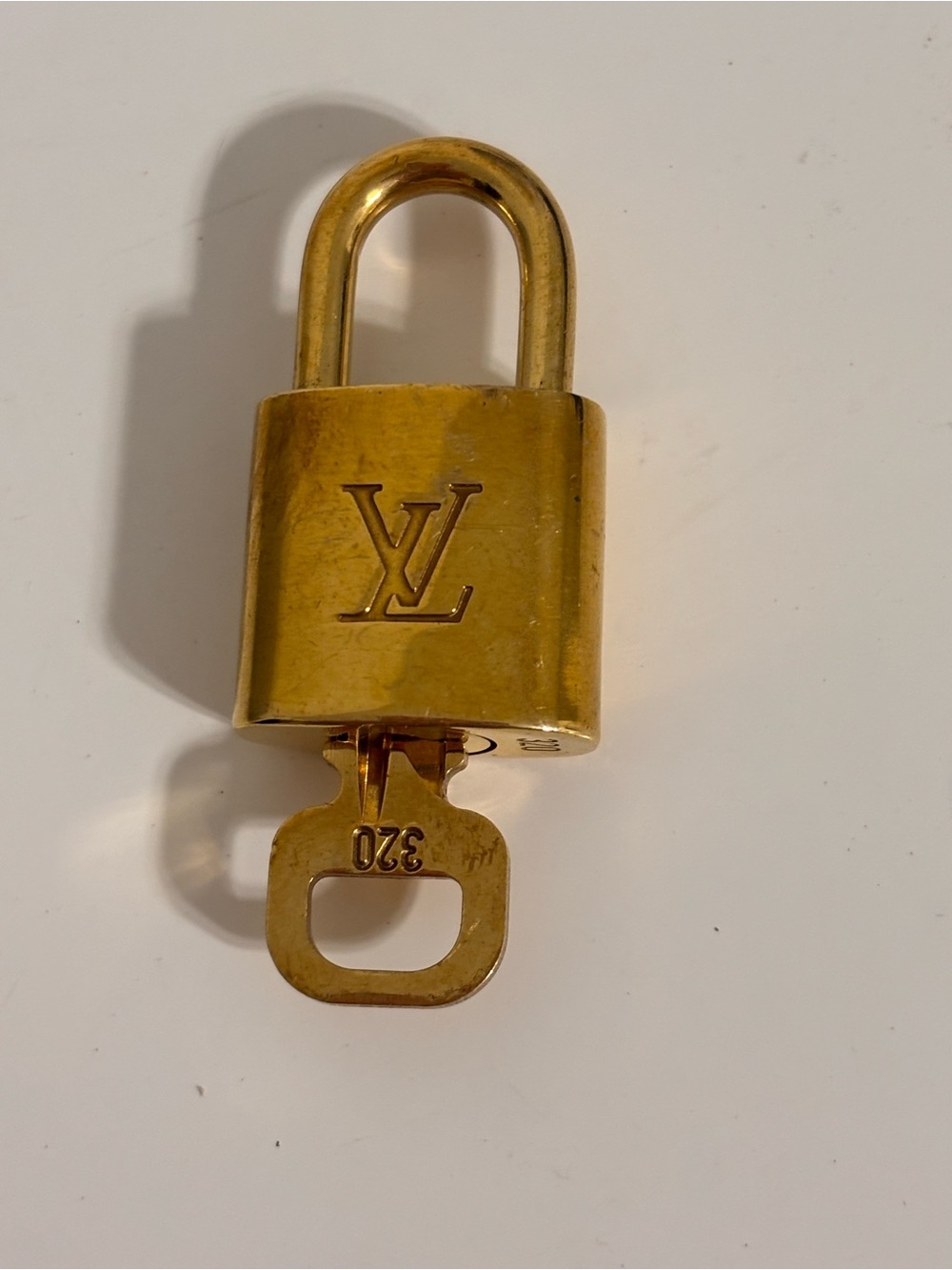 Louis Vuitton Vintage Padlock & Key #320 Made in France Brass Gold LV